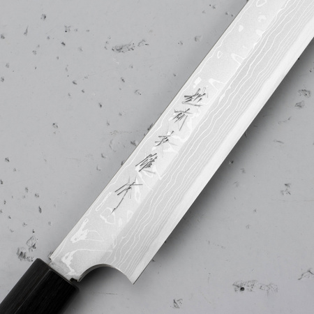 Hideo Kitaoka Shirogami Satin Damascus Nóż Yanagi 30 cm