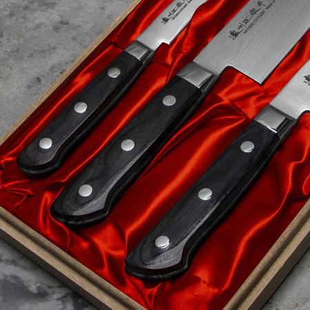 Satake Cutlery Mfg Daichi Zestaw 3 noży w drewnianym pudełku