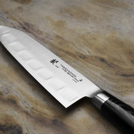 Tamahagane SAN Black VG-5 Nóż Santoku żłobiony 17,5 cm