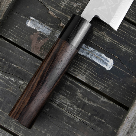 Hideo Kitaoka Shirogami Satin Damascus Nóż Miroshi Deba 21 cm