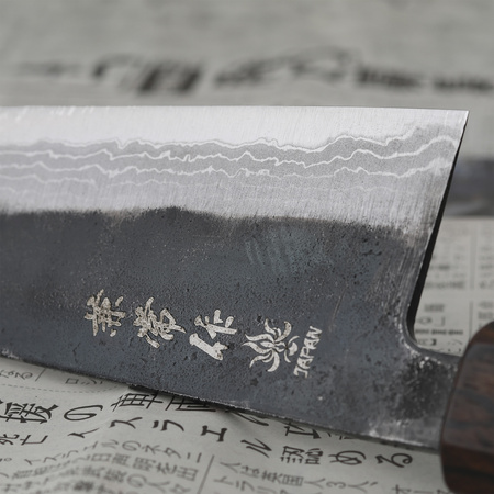 Kanetsune Shirogami#2 Damascus MATSU-ZUMI-YAKI Nóż Santoku 17 cm