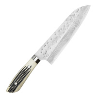 Takeshi Saji SRS-13 Jeleni róg Ręcznie kuty nóż Santoku 18 cm
